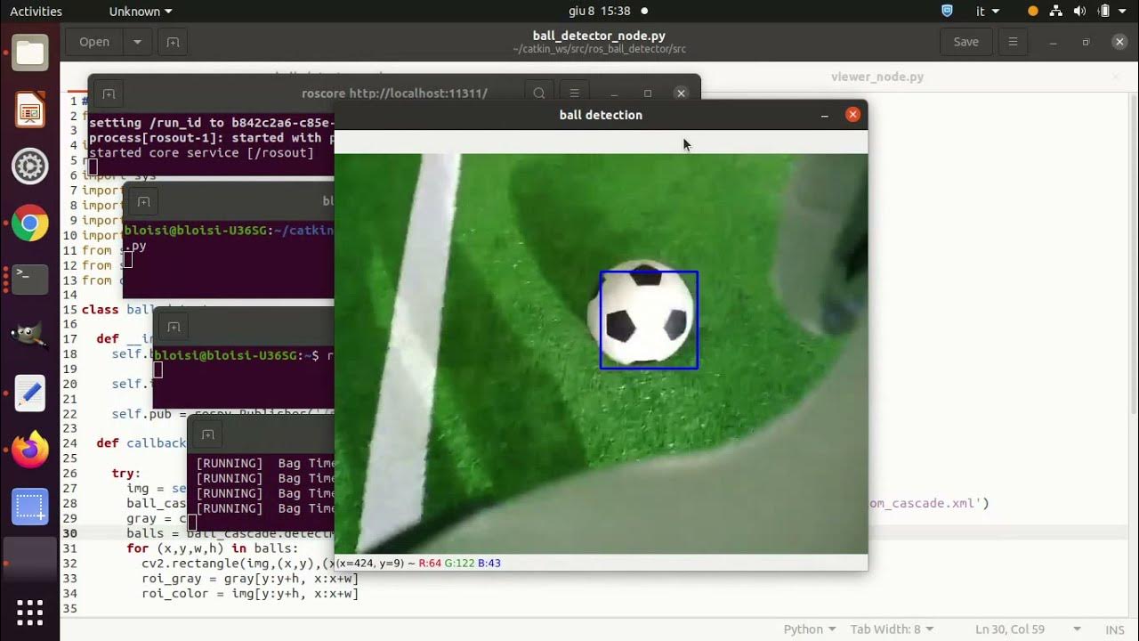ball detection using ROS + OpenCV on a NAO soccer robot - YouTube