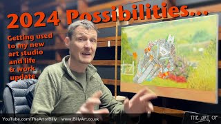 Billy in my Art Studio, life, Peter Hickman TT oil painting and Drawing Lessons Vlog Update