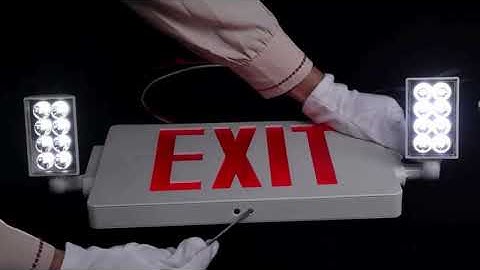 Double-Sided LED Emergency EXIT Sign Combo with Backup Battery & Lights | 120-277V Commercial Grade