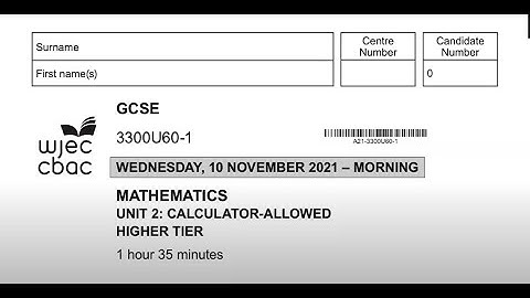 WJEC Higher Unit 2 Maths Nov 2021