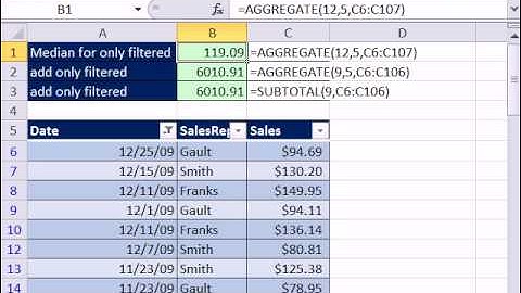 Excel 2010 Magic Trick 665: AGGREGATE function Ignores Filtered Values When Making Calculations