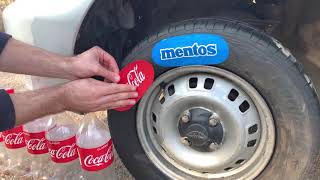 COCA COLA vs MENTOS in a CAR TIRE