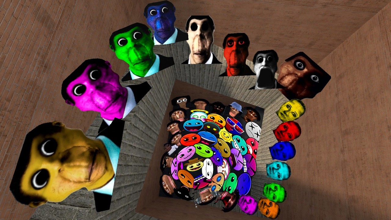 Obunga Nextbots, Selene Delgado, Juandale Pringle, Lobotomy Dash Family Chase me in Maze Garry's Mod