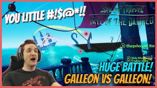 HUGE GALLEON VS GALLEON NAVAL BATTLE! (+ Athena Steal!) - Sea of Thieves!