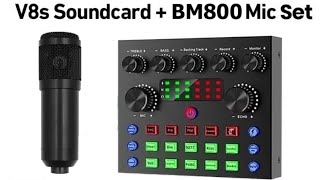 V8s Soundcard& BM800 Mic Audio Usb External Mixer Bluetooth Mic For Phone Pc Live Complete Set