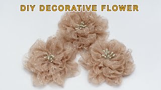 CREATIVITY!!! MAKE FLOWER DECORATION FROM TILE DOT FABRIC screenshot 5