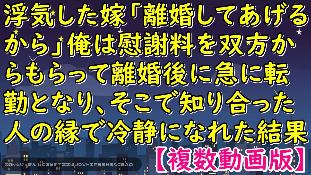 浮気した嫁「離婚してあげるから」俺は慰謝料を双方からもらって離婚後に急に転勤となり、そこで知り合った人の縁で冷静になれた結果【スカッとじゃぱん】