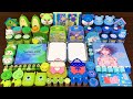 Green vs blue mixing random into glossy slime  satisfying slime 13  yen diy slime