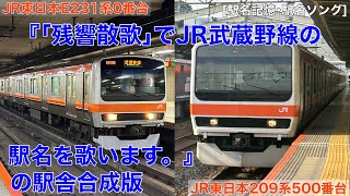 『｢残響散歌｣でJR武蔵野線の駅名を歌います。』の駅舎合成版