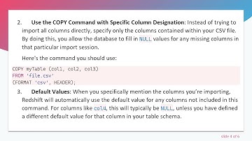 How to Copy CSV into a Table with Missing Columns in Amazon Redshift