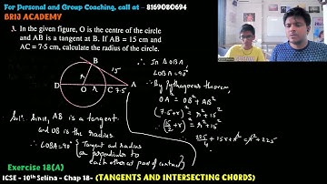 ICSE 10th Tangents and Intersecting Chords | Exercise 18A