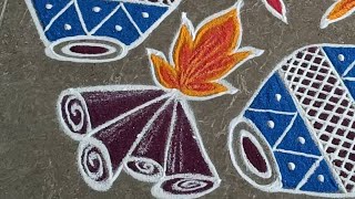 Bhogi special rangoli | Pongal rangoli designs | Sankranti muggulu 11×6 dots | Festival kolam