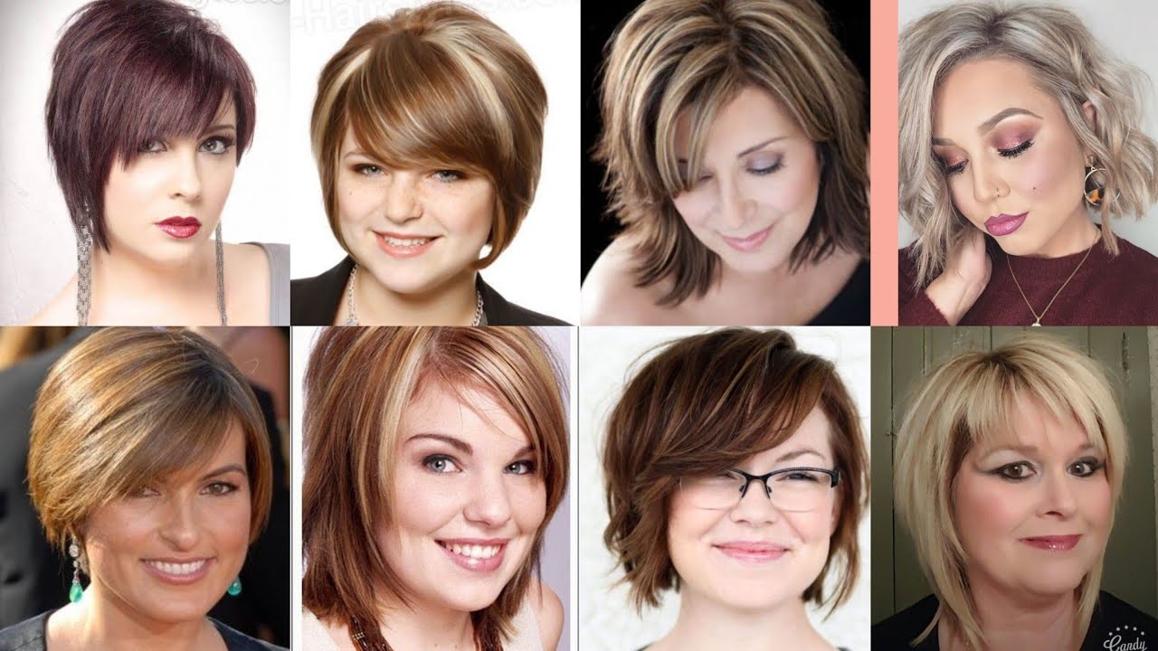 Short Hairstyles For Women With Round Faces Over 50/Multi Coloured Straight  Hairstyles With Bangs - YouTube
