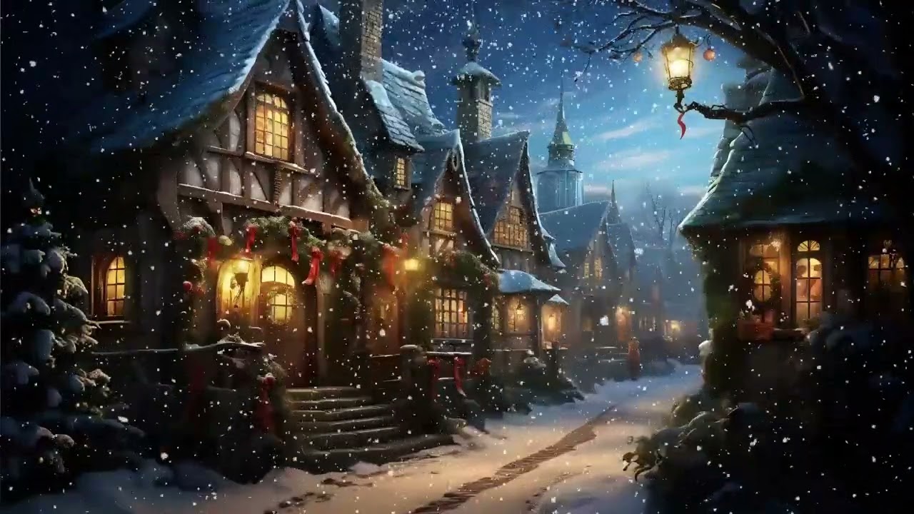 Snowfall In A Medieval Village | Winter Ambience | Relaxing Sounds of Falling Snow