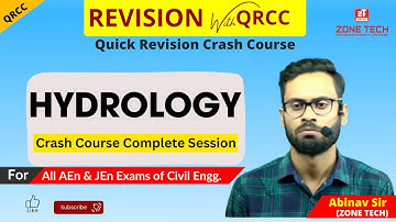 Quick Revision Crash Course - QRCC | SSC JE 2024 | HYDROLOGY | Civil | Abhinav Sir ZONE TECH