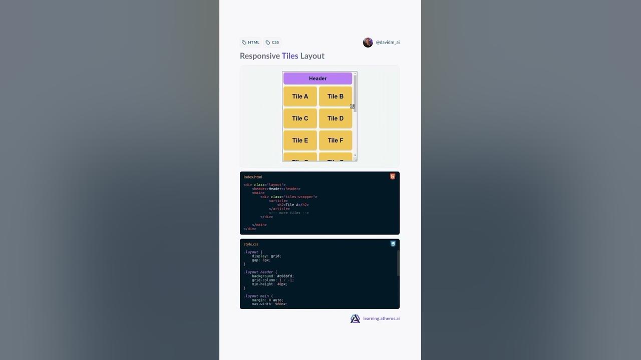 responsive tiles layout #html #webdesign #html5 #webdevelopment #css3 # ...