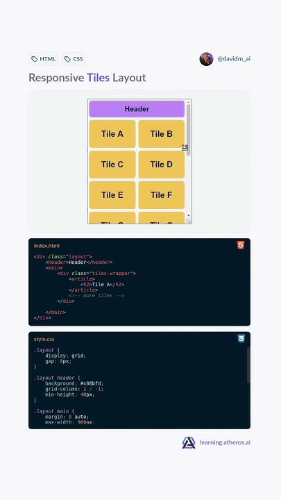 responsive tiles layout #html #webdesign #html5 #webdevelopment #css3 # ...