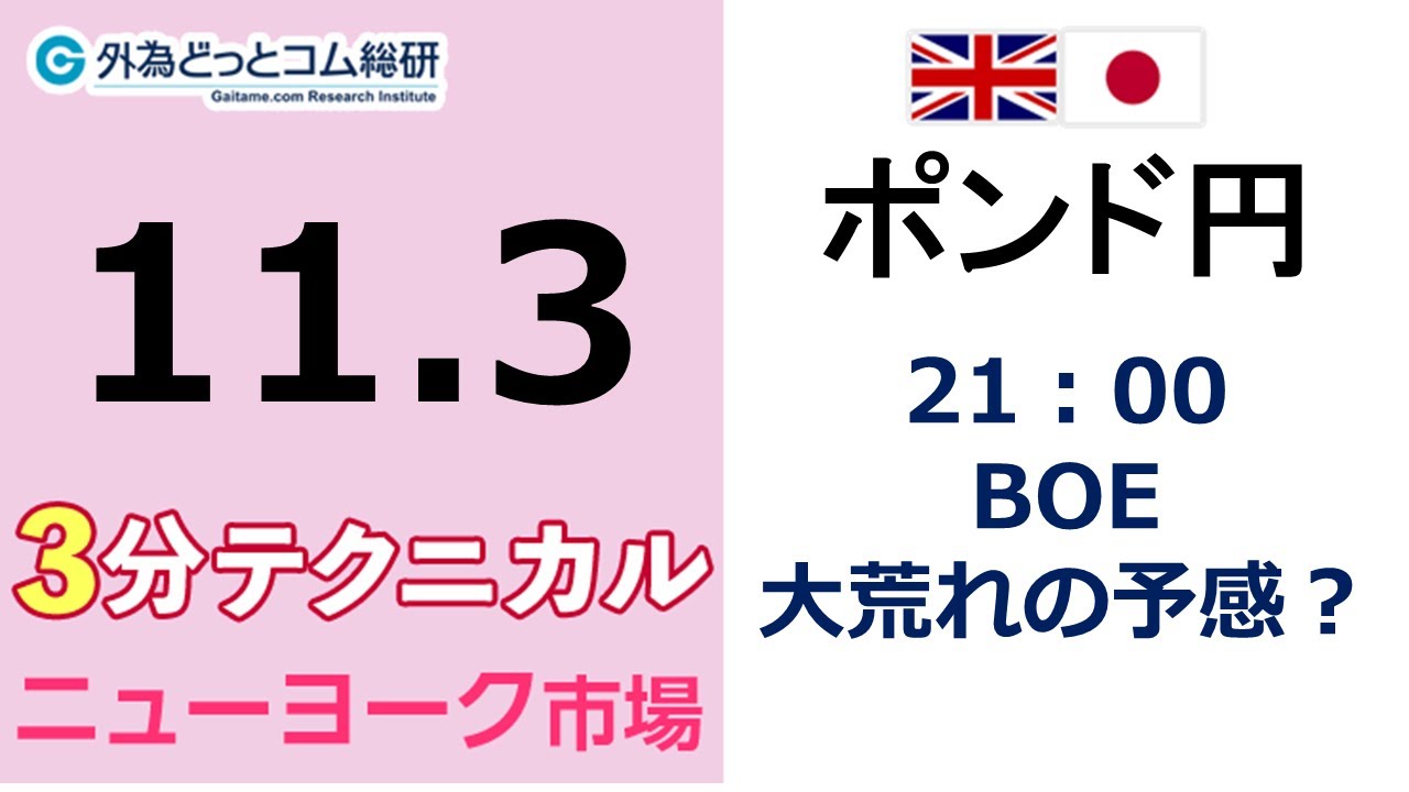 ポンド 円見通し 21 00 Boe 大荒れの予感 見通しズバリ 3分テクニカル分析 ニューヨーク市場の見通し 22年11月3日 Youtube