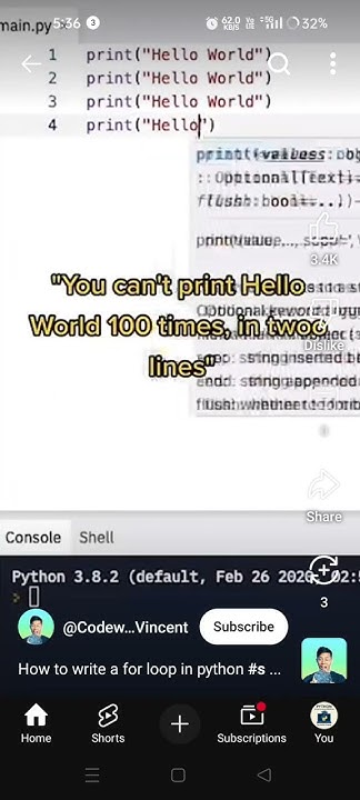How to Write a loop in python#shorts - YouTube