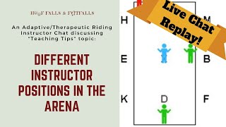 Different instructor positions in arena during adaptive/therapeutic riding lessons