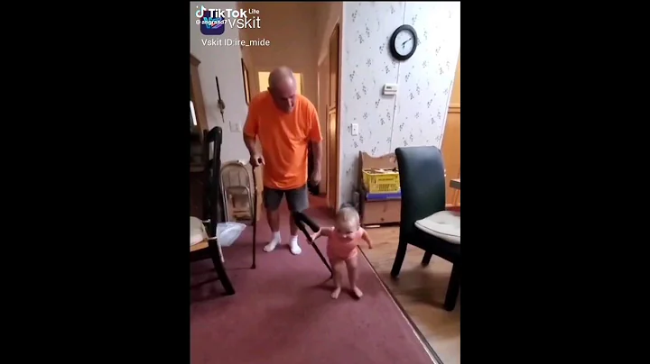 watch girl mimicking her grandpa walk | don'tlaugh #kidslife , #dont_forget_to_like_and_subscribe