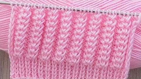 2 Rows Repeat Embossed Rib 2×2 knitting pattern/design for Border, Scarf ,Cap, Jacket.