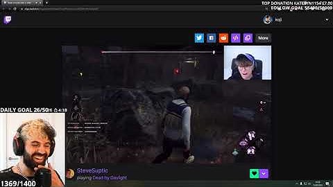 Koji reacting to Steve being scared in DBD