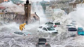 Waves like a Tsunami hit UK! Storm Kathleen destroyed cars and homes, World is Shocked