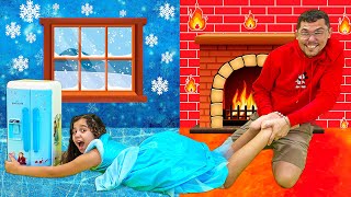 Sarah e o desafio QUENTE VS FRIO com o papai | Sarah and Hot vs Cold Challenge with Dad screenshot 2