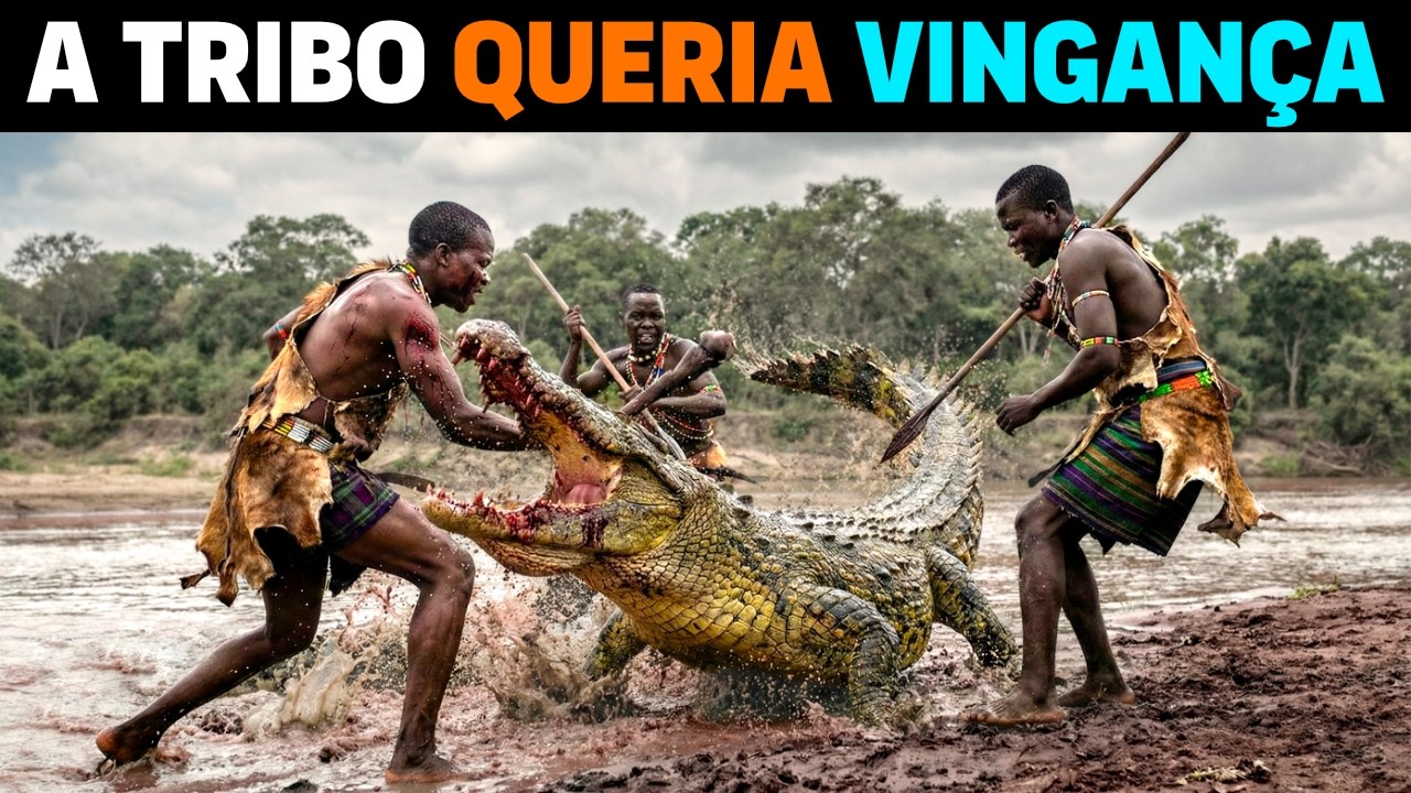 САМОЕ ОПАСНОЕ племя Африки СТАЛКИВАЕТСЯ С гигантским крокодилом