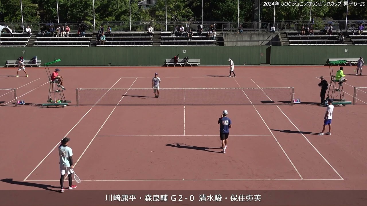 2024年 全日本ジュニアソフトテニス選手権大会 男子U-20 ダブルス 1回戦 川崎康平・森良輔(都城商高校) 対 清水駿・保住弥英(同志社大学・立教大学)