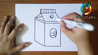 🔴 How to Draw Milk Box step by step | كيفية رسم علبة الحليب خطوة بخطوة