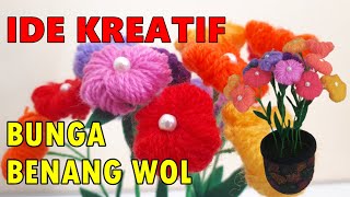 Ide Kreatif dari Benang Wol || Membuat Bunga dari Benang Wol || Easy Woolen Flower