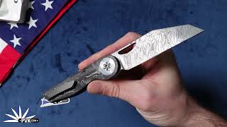 Hypercut Manufacturing Cretin, Mike Norris Damascus Blade, Black Dunes Fat Carbon Handle