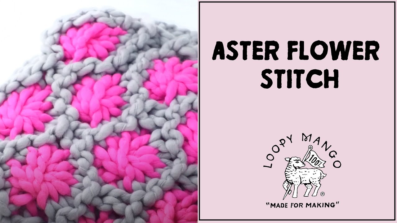 Как связать узор «Цветок астры» для шарфа или пледа из толстой пряжи и спиц большого диаметра