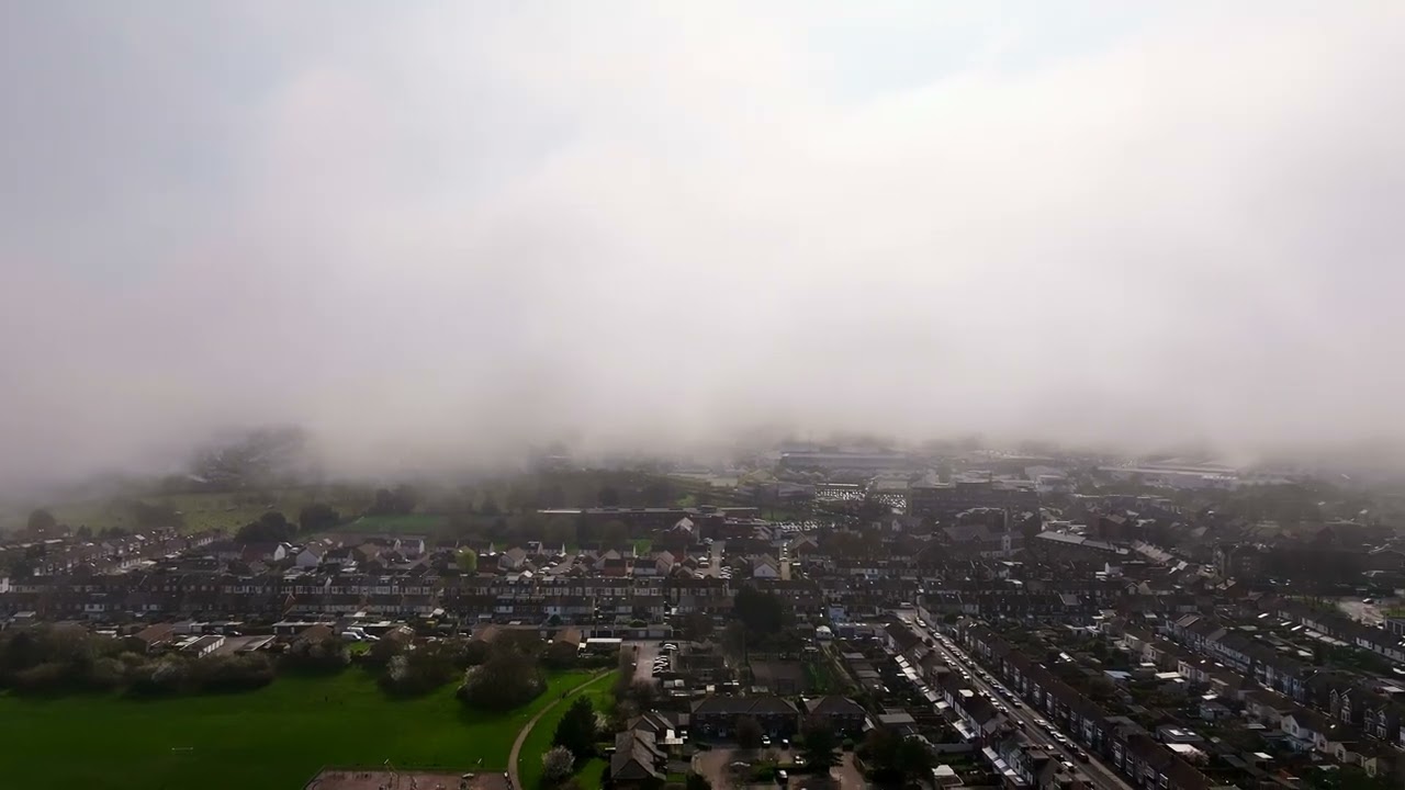 Visibility dropping over Portsmouth—drone photography reveals what’s hidden from the ground.