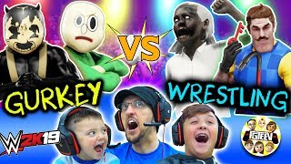 GRANNY WWE WRESTLING! Buff Baldi vs. FGTeeV Family Tag Team (Bendy + Hello Neighbor Match) screenshot 4