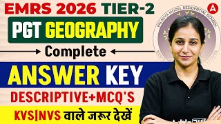 EMRS PGT Tier 2 Geography Paper Answer Key Discussion | EMRS PGT Paper analysis | EMRS PGT Geography