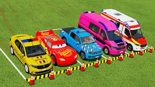 TRANSPORTING ALL POLICE CAR and AMBULANCE EMERGENCY VEHICLES WITH MAN TRUCKS! Farming Simulator 22 screenshot 3