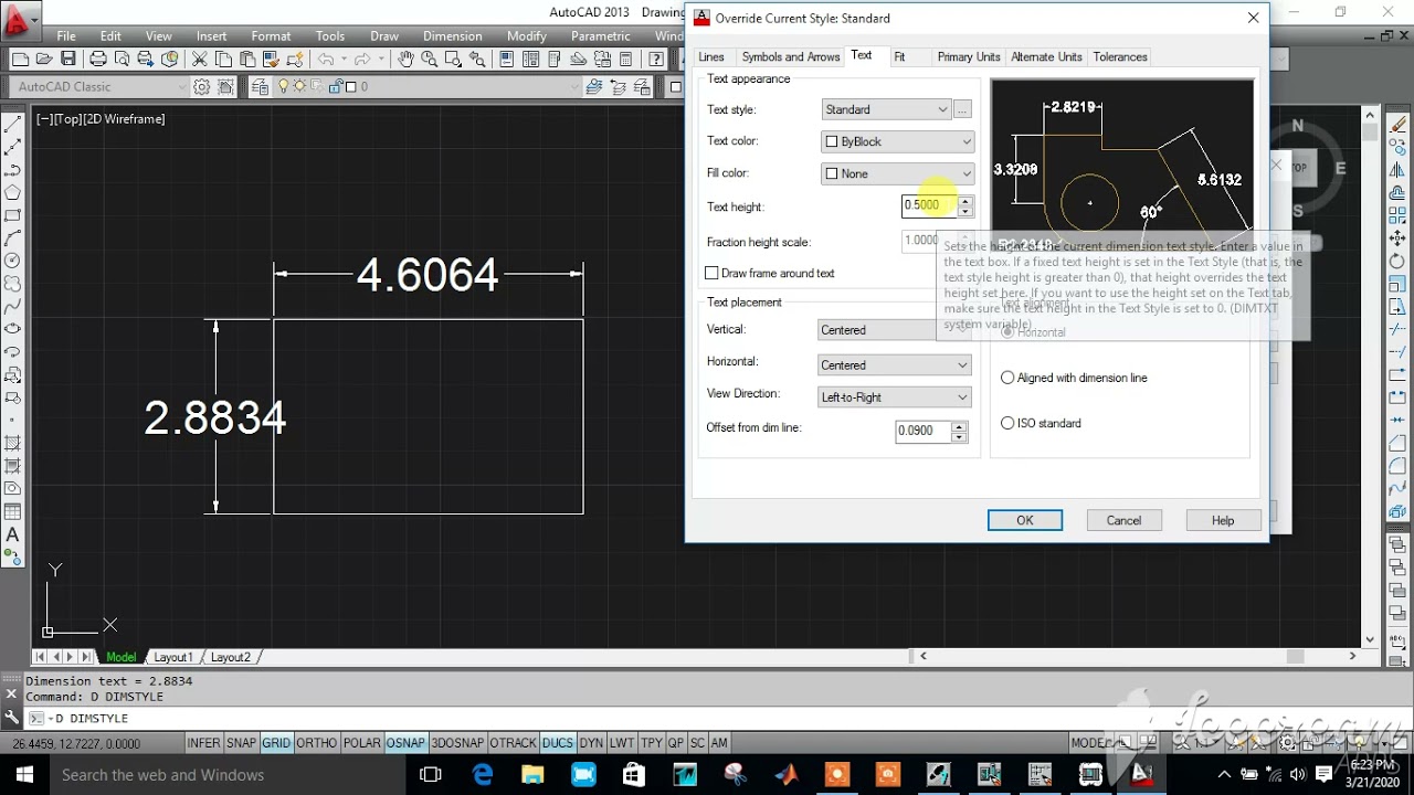 Override Dimension || Dimension Style Manager In Autocad