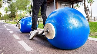 Homemade scooter with big wheels made of FITNESS BALLS 🛴