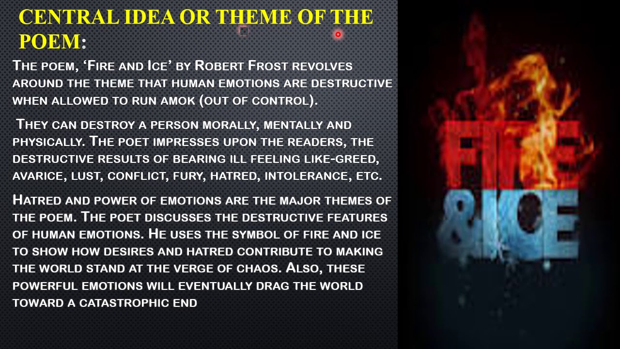 Fire And Ice Poem 2 Class 10 English Youtube