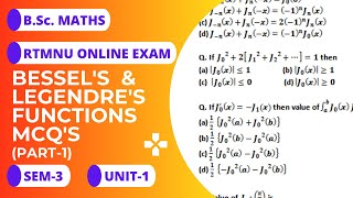 Bessel's and Legendre's functions mcq's for B.Sc. | RTMNU | Part-1| B.Sc. Maths | Nagpur university