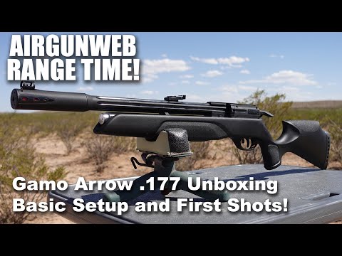 Gamo Arrow .177 UNBOXING - First Shots using Gamo Red Fire pellets with open sights at 20 yards