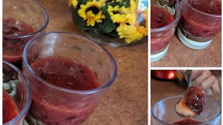 Pana Cotta Choco vanille au coulis de fraise  sans gélatine تحلية البناكوتا بدون جيلاتين