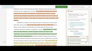 Add notes and reviewer feedback to your revision plan for an Achieve Writing assignment