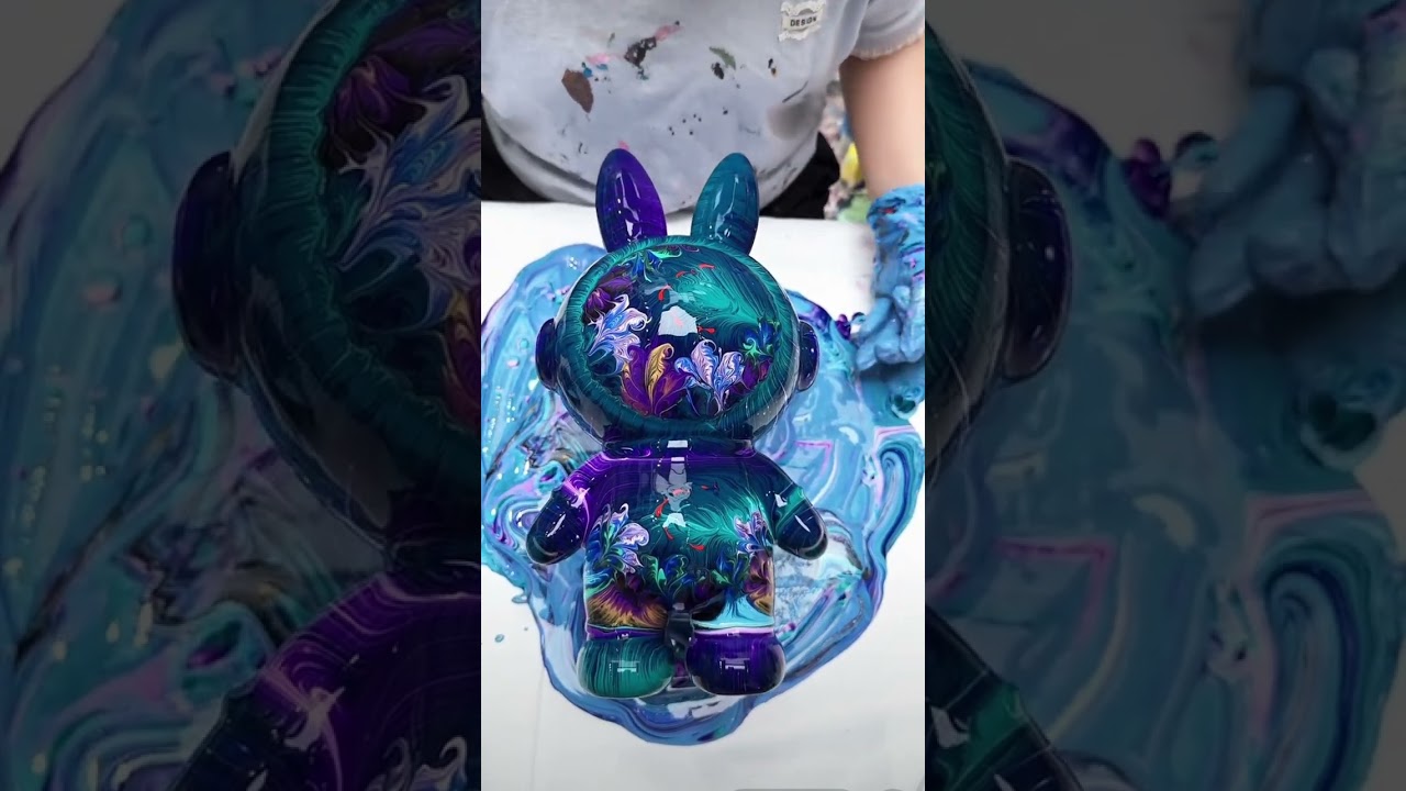 Transform Your Bear Toy with Fluid Art for Unique Home Decor