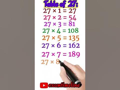 Table 27| Table of Twenty Seven| Multiplication Table of 27| 27 ka ...