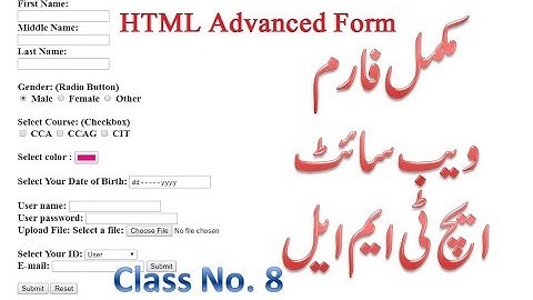 8- Complete HTML Course in UrduHindi (Advanced Form Types in HTML) - Lunar Computer College