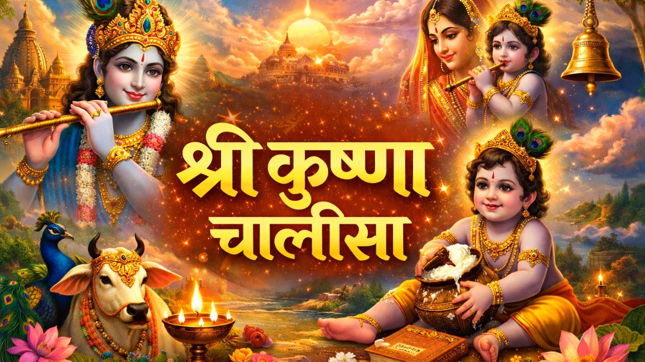 श्री कृष्ण चालीसा | Shree Krishna Chalisa Full Song 🙏 Krishna Bhajan for Happiness & Peace